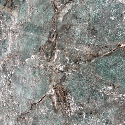 PVC wandpaneel hoogglans marmerlook groen met grijszwarte steenstructuur – 2600 x 1220 x 3 mm