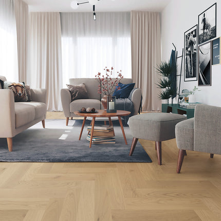 Visgraat | NATUREL | Meerlagen Eiken parket | 15mm | 600 x 125 | 3mm toplaag