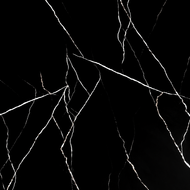 PVC wandpaneel hoogglans marmerlook zwart met witte ader – 2600 x 1220 x 3 mm